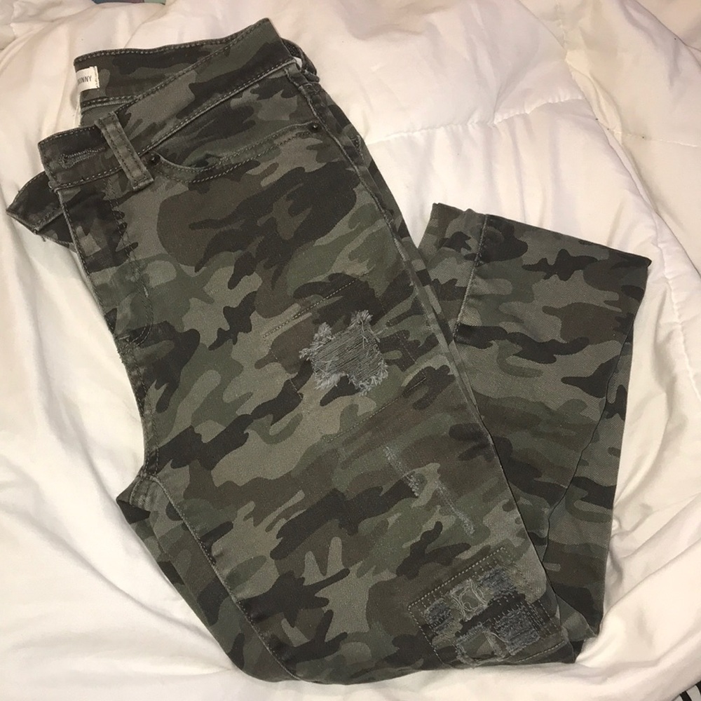 Low Rise Ripped Camo Skinny Jeans